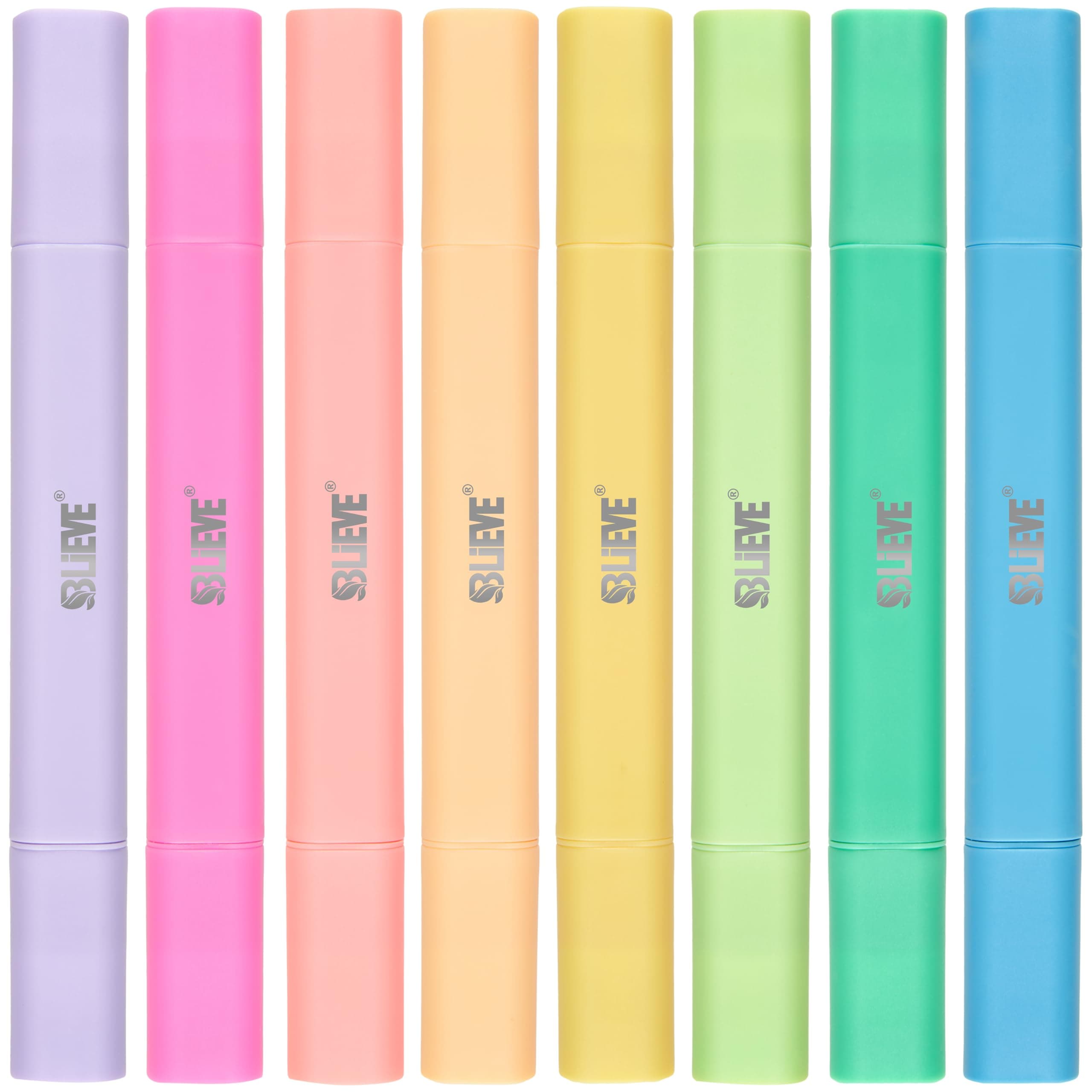 BLIEVE Bible Highlighters No Bleed Through, Pastel Colors, Dual Tip, 8 Pack | Smooth Ink Flow Fade-Resistant - main product image