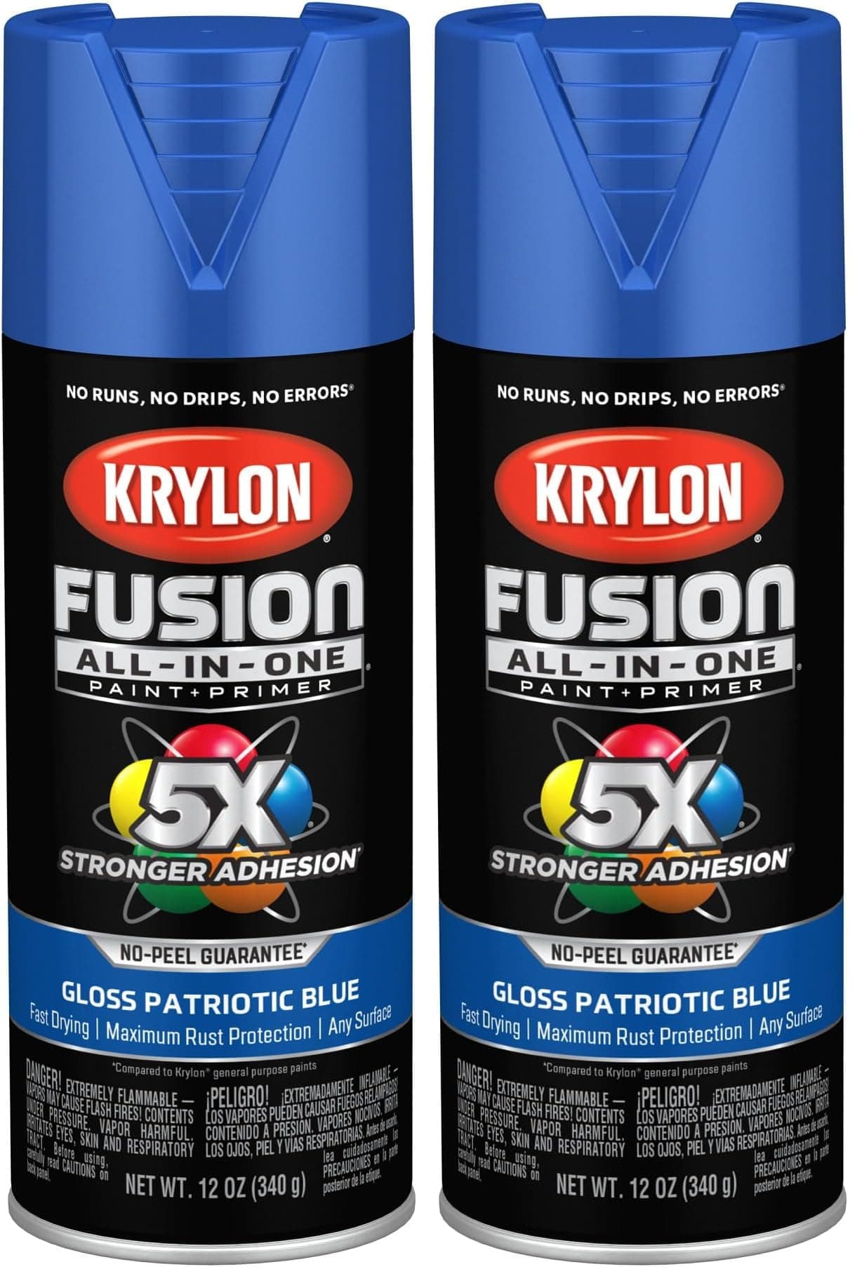 Krylon Fusion All-In-One Spray Paint for Plastic, Wood, Metal, Gloss Patriotic Blue, 2x12oz (24oz Total) | Bonds to Difficult Surfaces - main product image