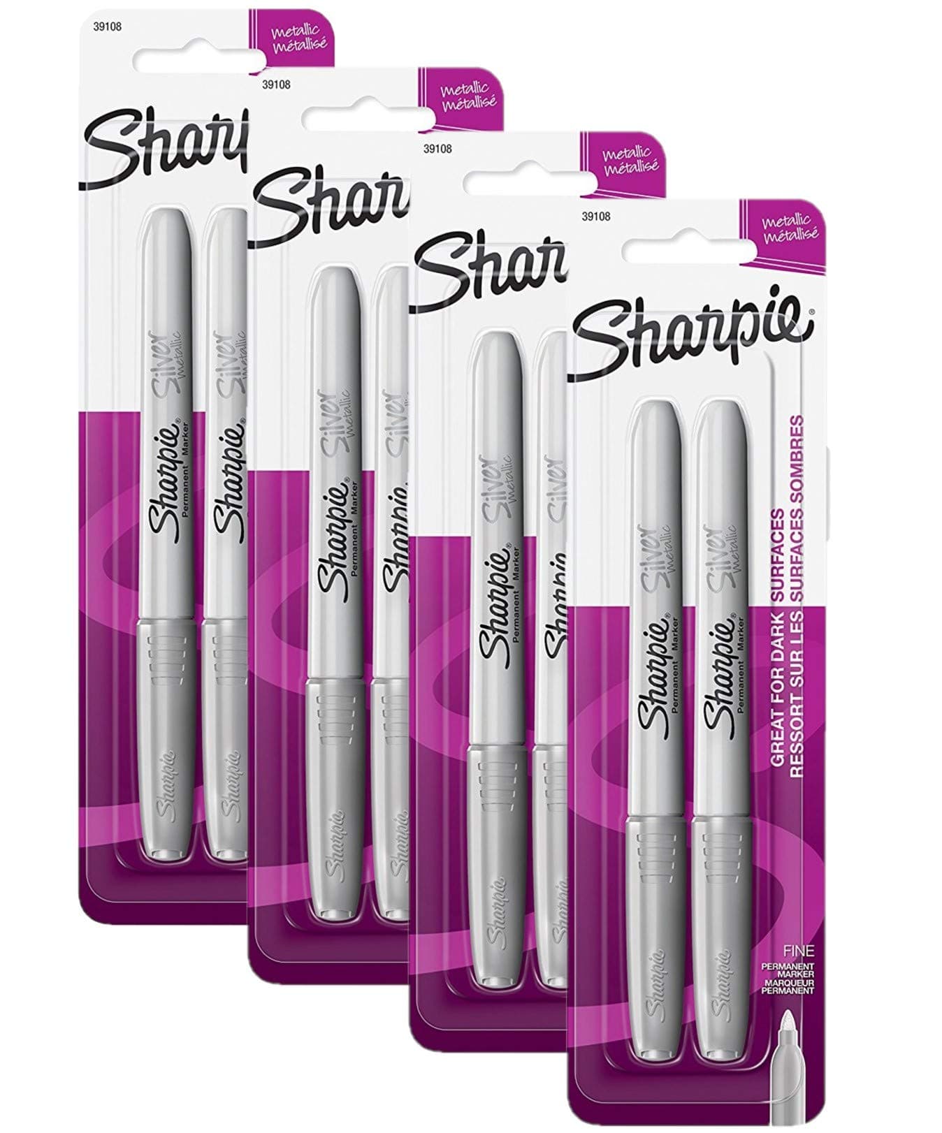 Sharpie Metallic Permanent Markers, Fine Point, Silver, Pack of 2 | For Black Paper & Dark Surfaces - main product image