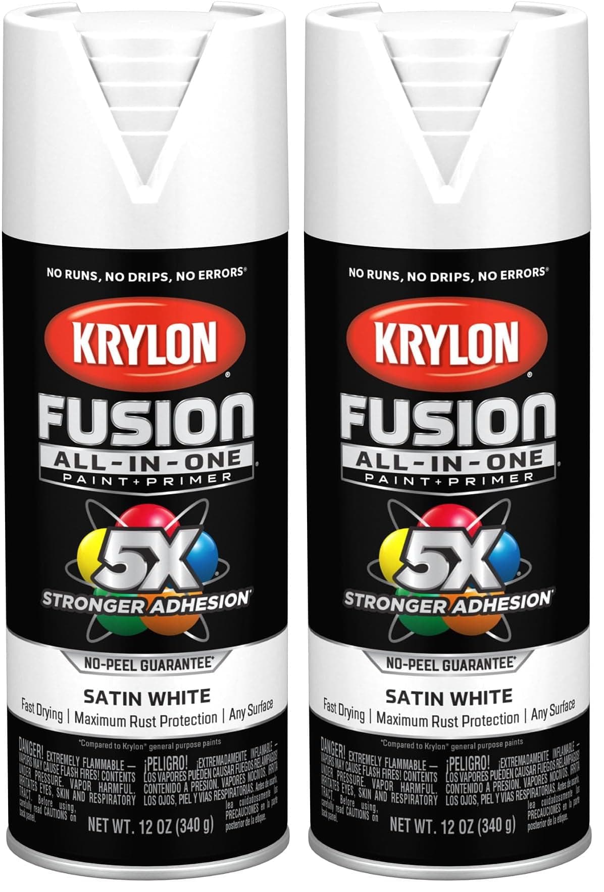 Krylon Fusion All-In-One Satin White Spray Paint (2x12oz / 24oz Total) | Bonds to Difficult Surfaces - main product image