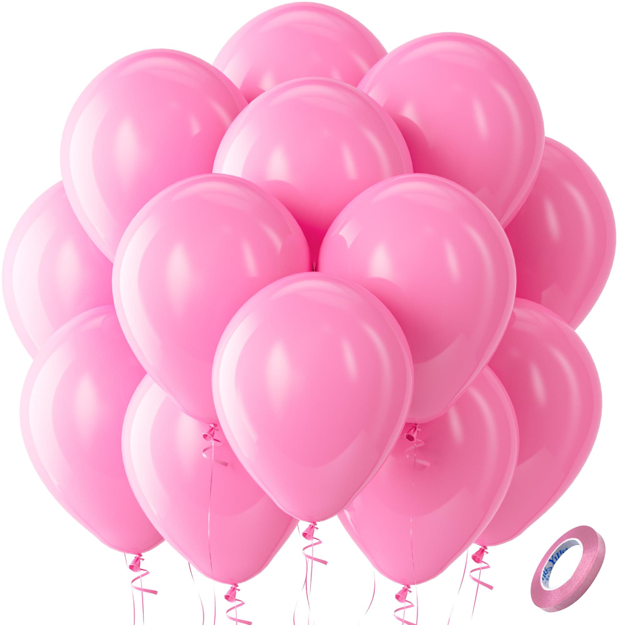 Bezente Pink Latex Balloons 100 Pack 12 Inch | Assorted Colors for Party Planners - main product image