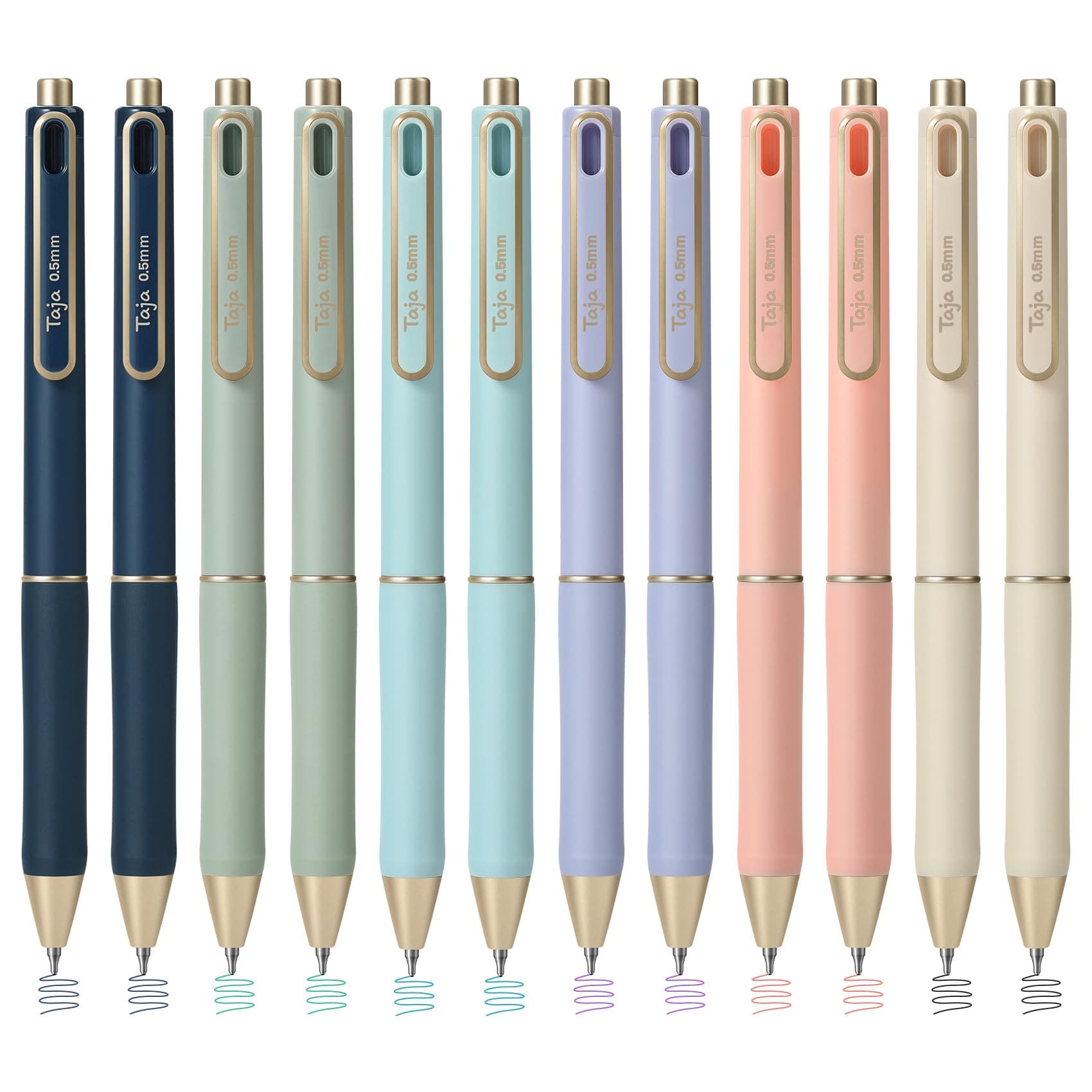 Taja Colorful Gel Pens, 12 Pcs Quick Dry Pastel Gel Ink Pens, 0.5mm Fine Point | Smooth Writing for Journaling & Office - main product image