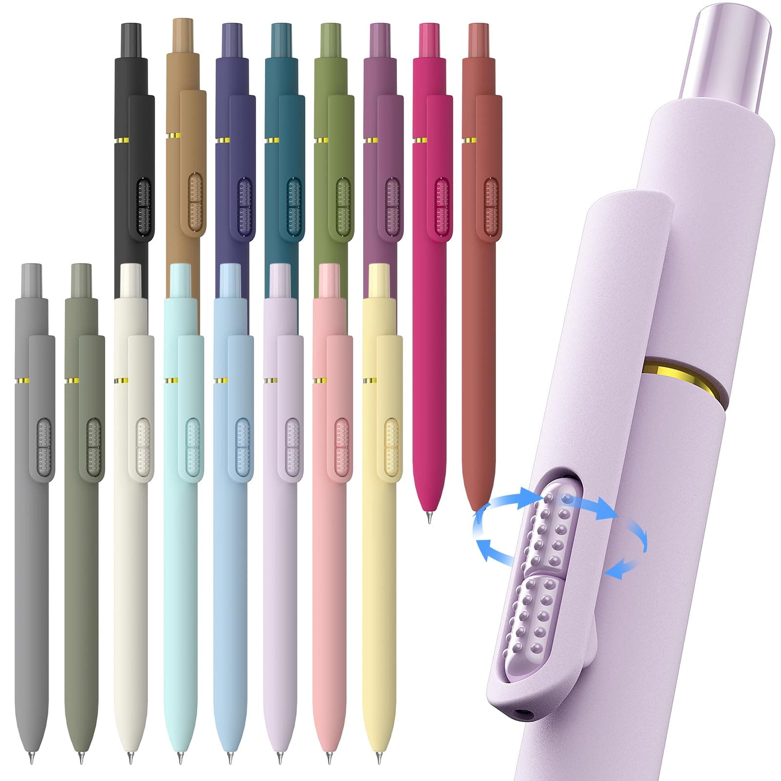 Hiacry 16 Pcs Gel Ink Pens, 0.7mm Fine Point, Black Ink | Smooth Writing & Fidget Clip - main product image