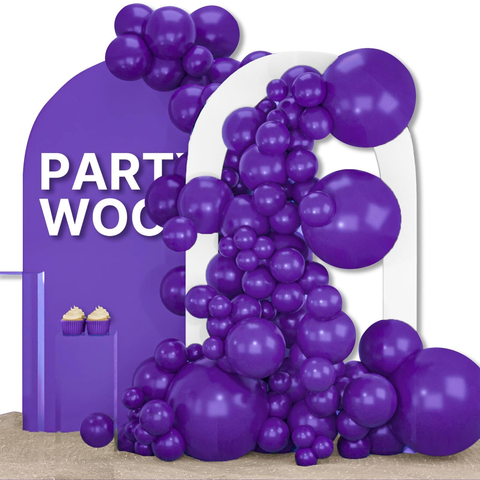 PartyWoo Dark Purple Balloons 155pcs Assorted Sizes (5, 10, 12, 18 Inch) for Parties - main product image