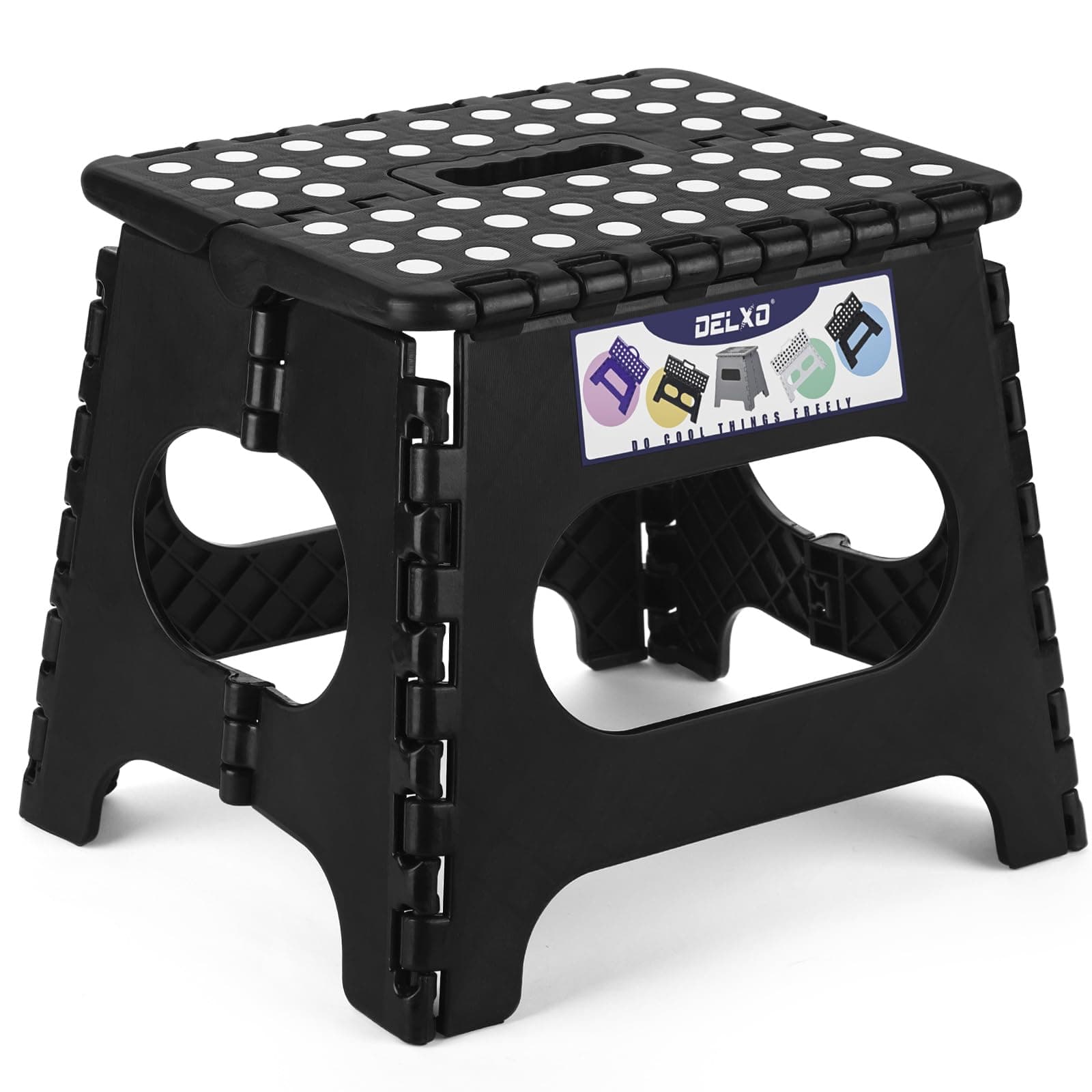 Delxo Folding Step Stool Black 11 Inch | Sturdy & Safe for Kids & Adults - main product image