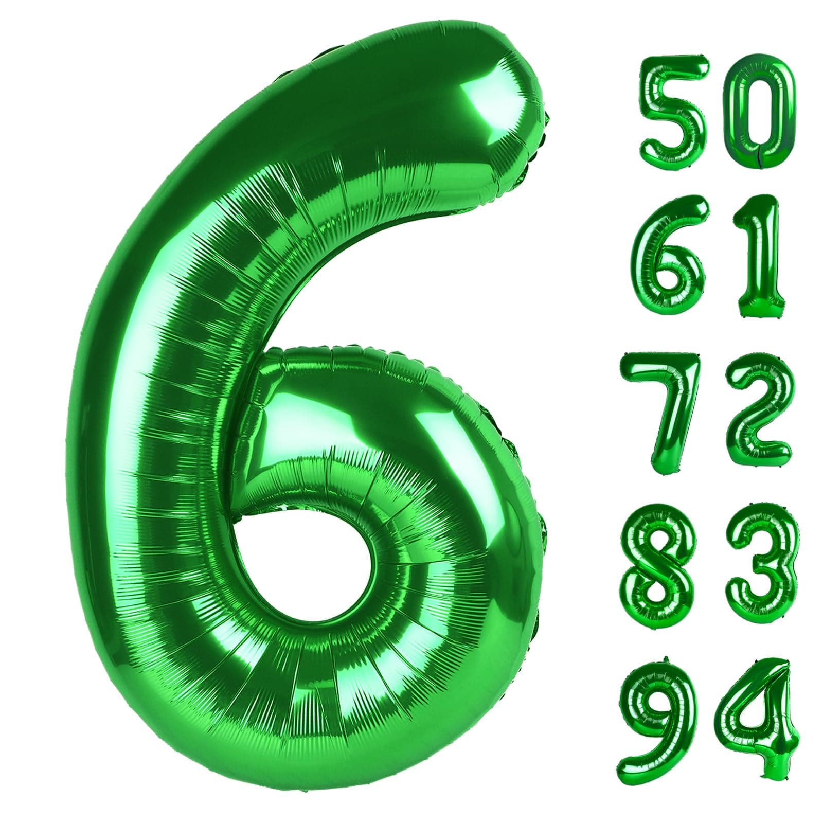 IWERP 40 Inch Green Number 6 Balloon | Vibrant Green Party Decor - main product image