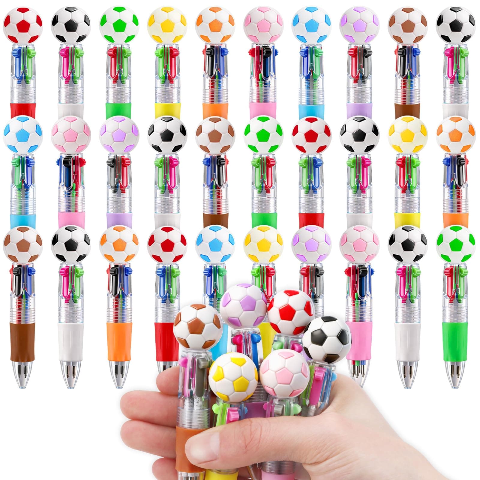 CZWZ 4-in-1 Mini Multicolor Ballpoint Pens (Pack of 30) | Fun Soccer Design for Kids - main product image