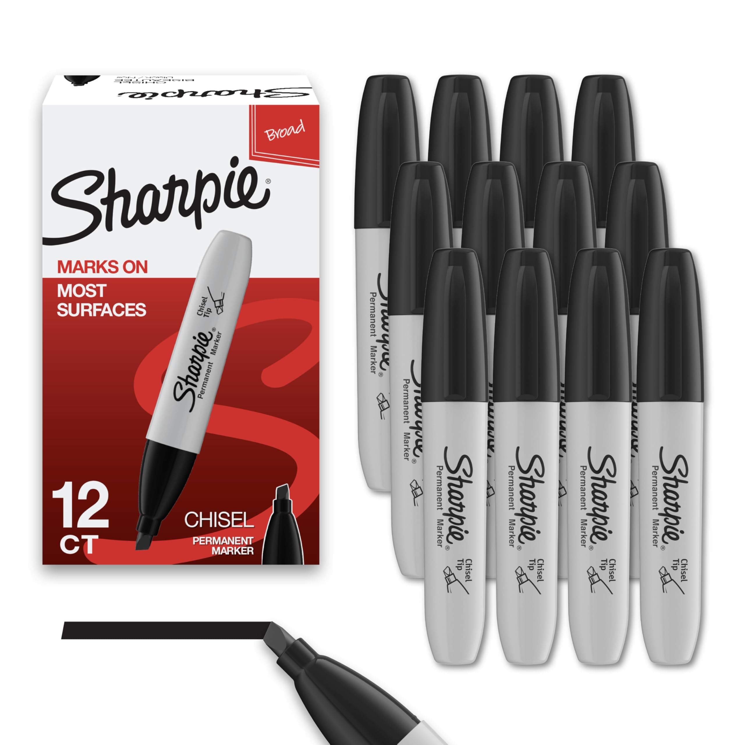 Sharpie Permanent Markers, Chisel Tip, Bulk Pack | Smooth Ink Flow for Office & School - main product image