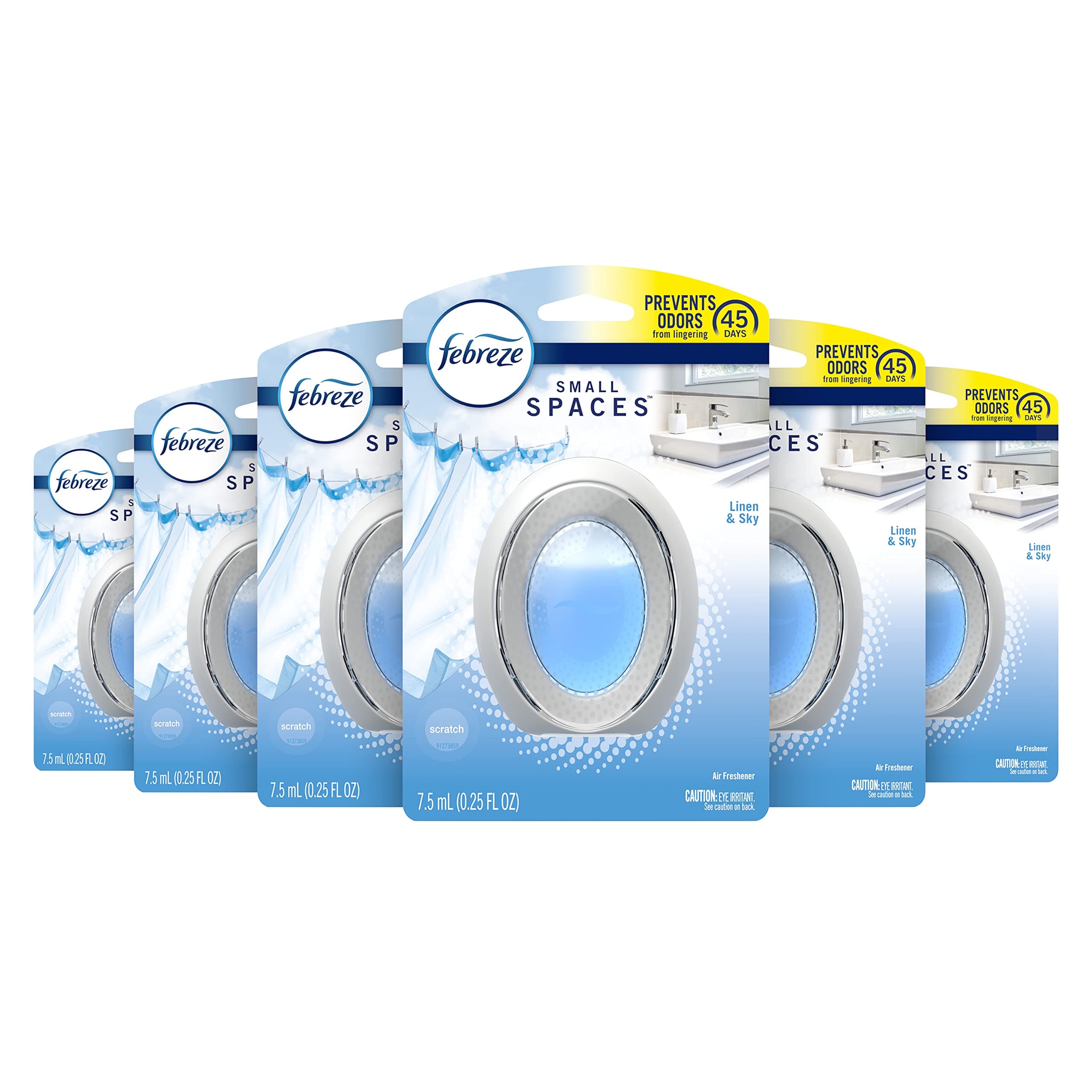 Febreze Small Spaces Air Freshener Linen & Sky Scent, Pack of 6 | Odor Eliminator for Small Rooms - main product image