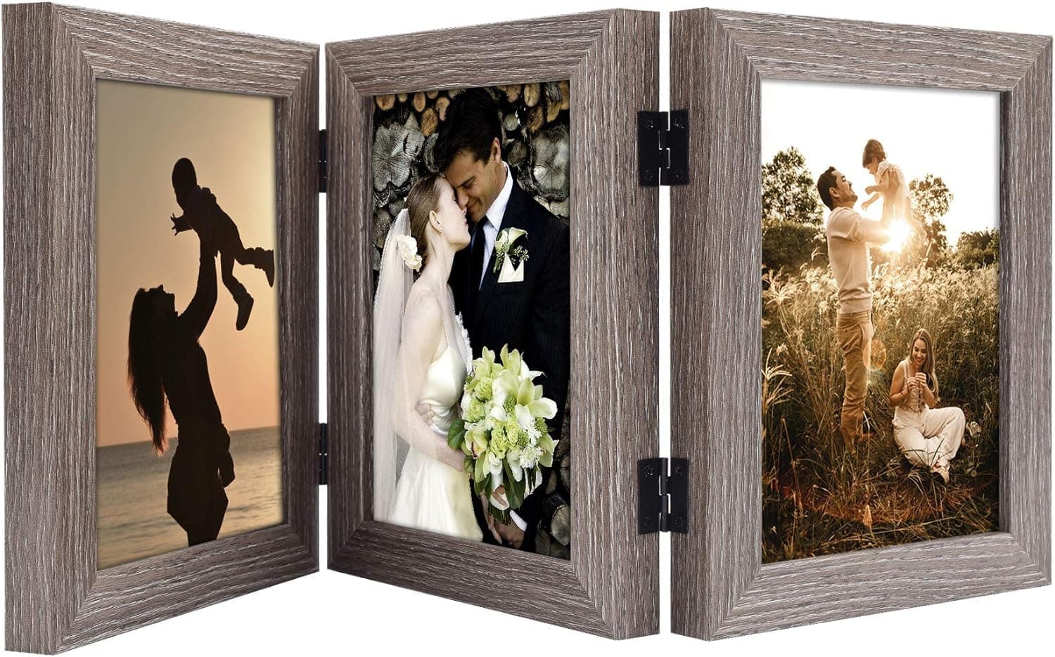 Golden State Art 4x6 Triple Picture Frame White | Modern Collage with Real Glass