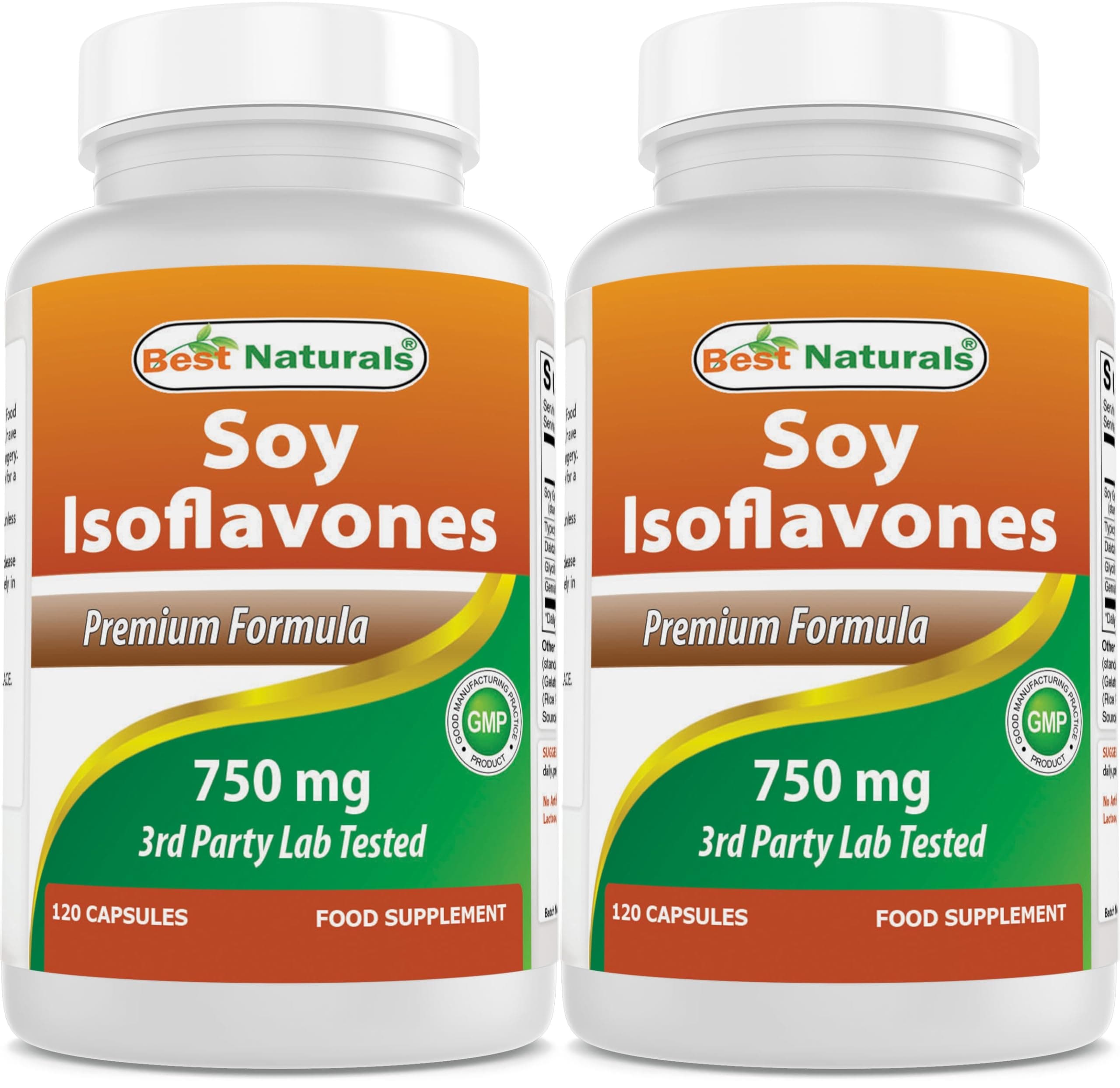 Best Naturals Soy Isoflavones 750 mg 120 Capsules | Non-GMO & Gluten-Free - main product image
