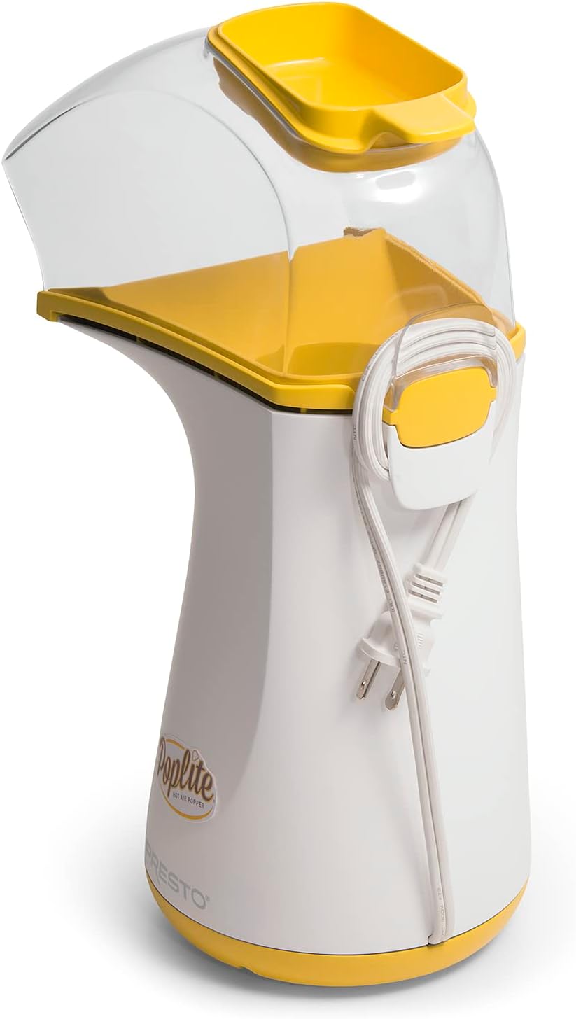 Presto 04820 Poplite Hot Air Popcorn Popper - Built-In Measuring Cup + Melts Butter, Easy to Clean, Built-In Cord Wrap, 18 Cups, Yellow - Image 5