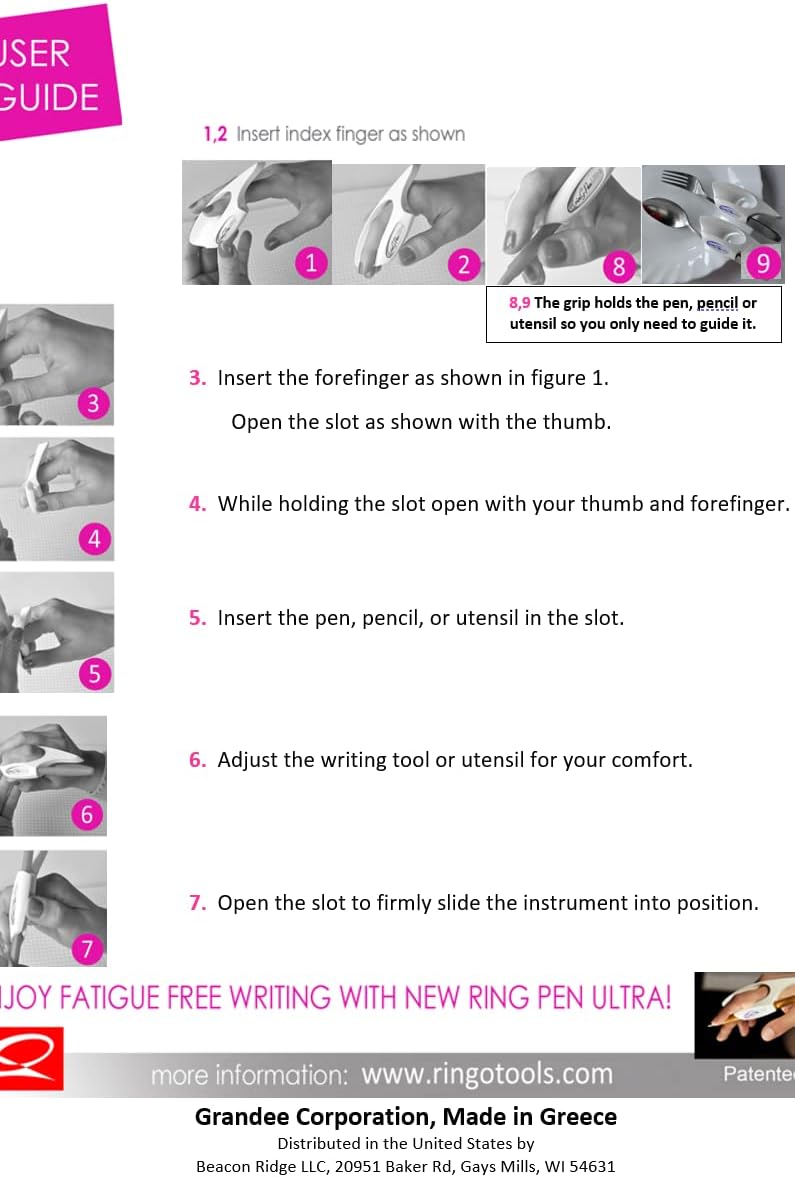 RinG-Pen Ultra Universal Grip Support for Writing, Art Tools, and Daily Activities (Large, Black) - Image 6