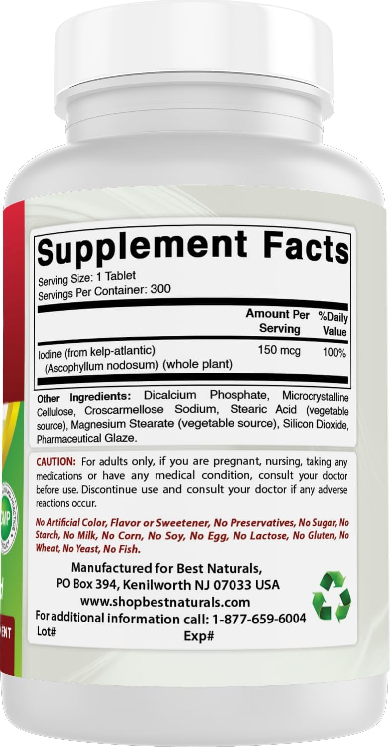 Best Naturals Kelp Supplement 150 Mcg Tablet, 300 Count - Image 6