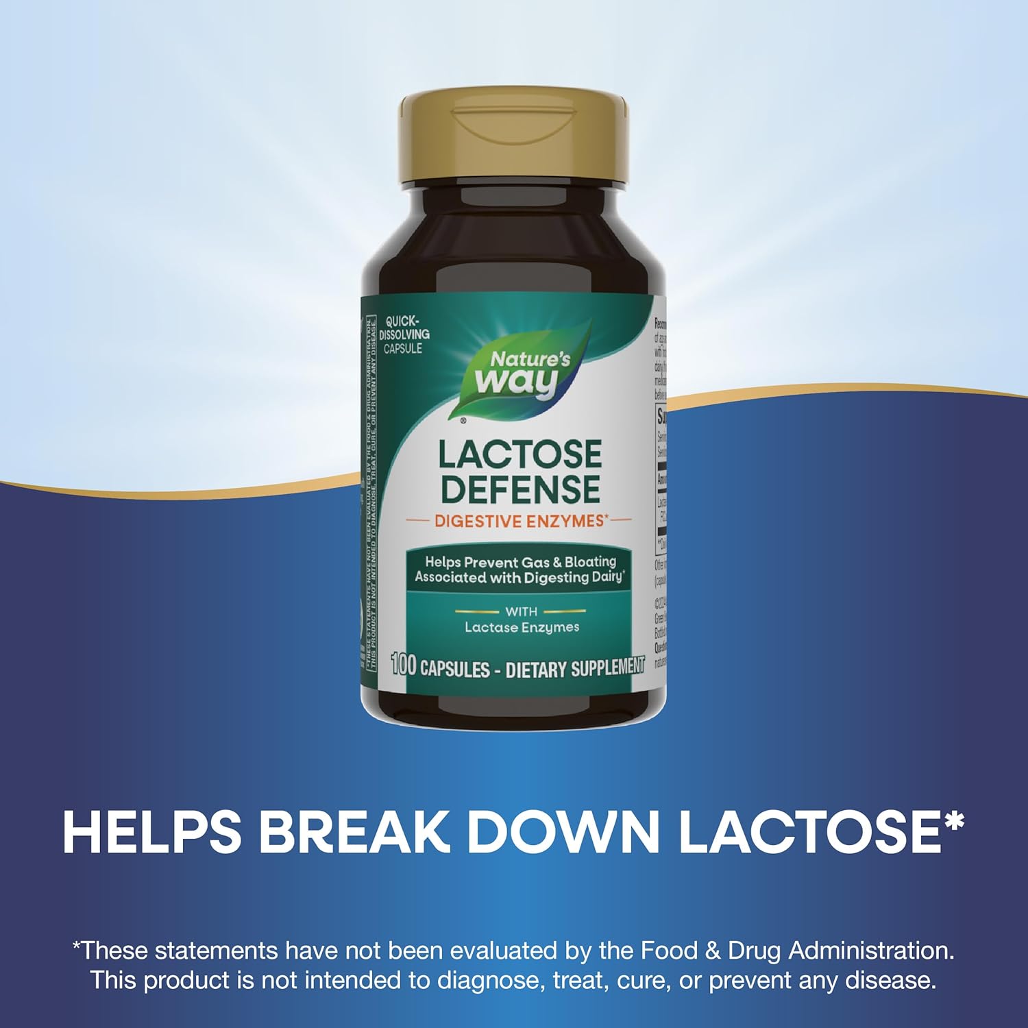 Nature's Way Lactose Defense, Digestive Enzymes*, Supports The Digestion of Dairy*, 690 mg lactase per 3-Capsule Serving, 100 Capsules (Packaging May Vary) - Image 4