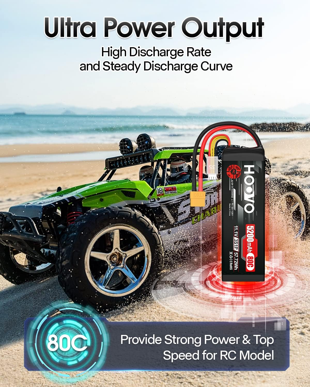 HOOVO 11.1V 3S LiPo Battery 5200mAh 80C Softcase RC Battery XT60 Plug for RC Car RC Truck Airplane Helicopter Boat Racing RC Hobby - Image 5