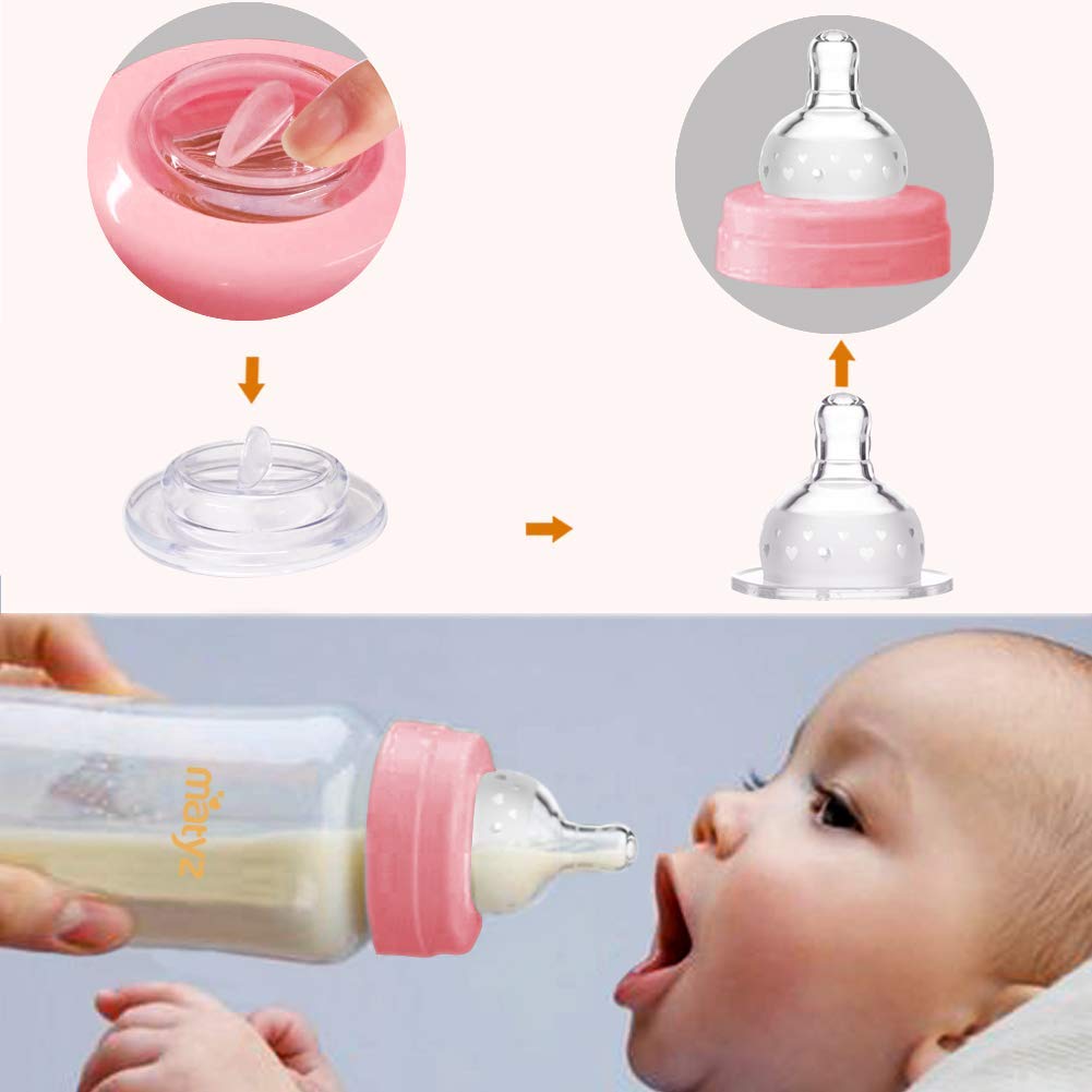 Matyz Breastmilk Storage Bottles 8oz (237ml) - 4 Pack Pink Lids | Pump, Store & Feed in One Bottle - Image 5