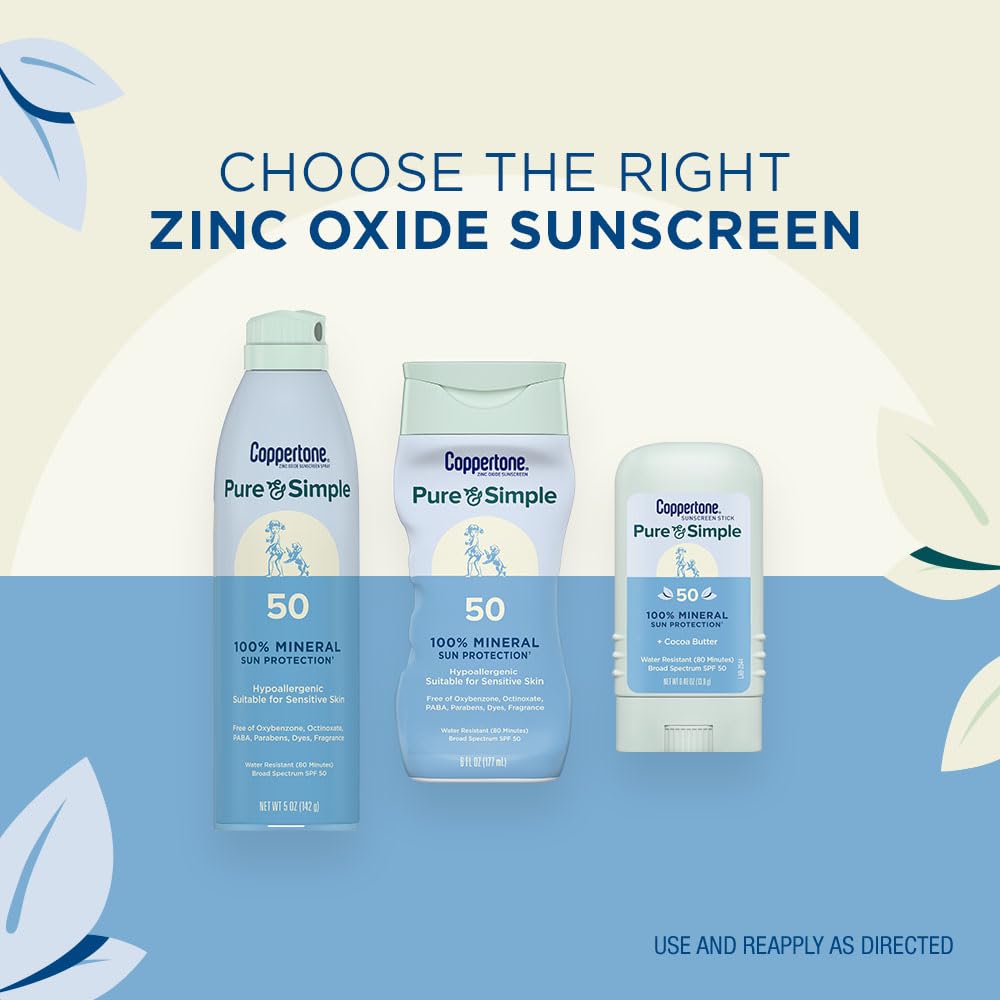 Coppertone Pure and Simple Mineral Sunscreen Lotion SPF 50 177 ml (6 oz) | Hypoallergenic, Fragrance-Free, Zinc Oxide - Image 7