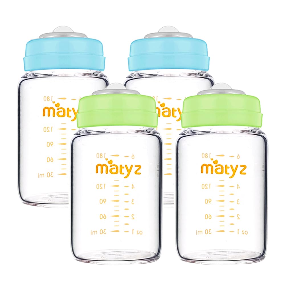 Matyz Glass Breastmilk Storage Containers 6 oz (4 Pack) | Pump, Store & Feed Safely