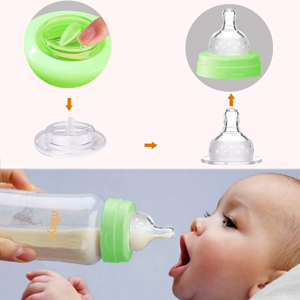 Matyz Breastmilk Storage Bottles 6oz (177ml) - 4 Pack Green Lids | Pump, Store & Feed in One Bottle - Image 5