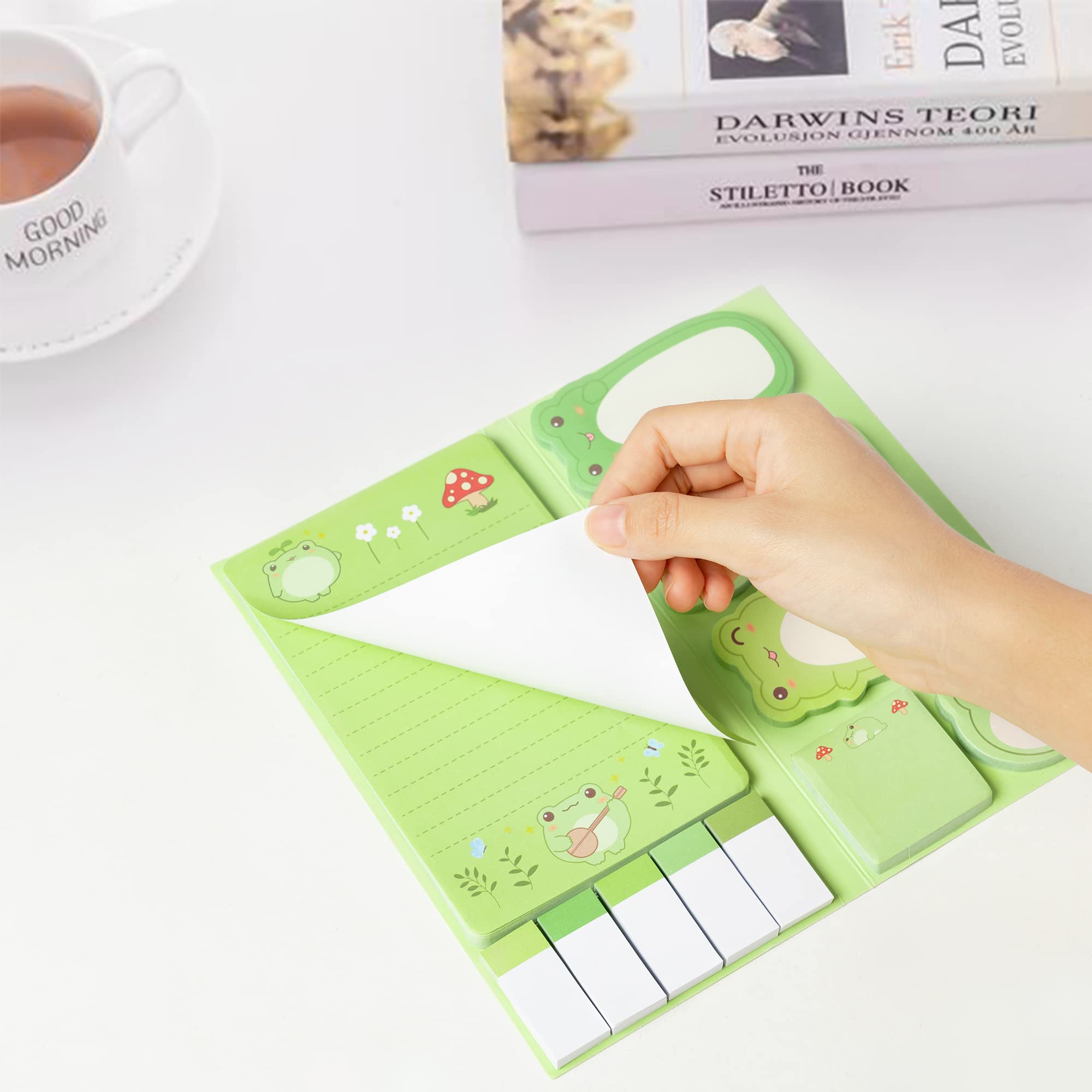 Xqumoi Frog Sticky Notes Set 946ml (32oz) | Cute Cartoon Memo Pads for Daily Reminders - Image 3
