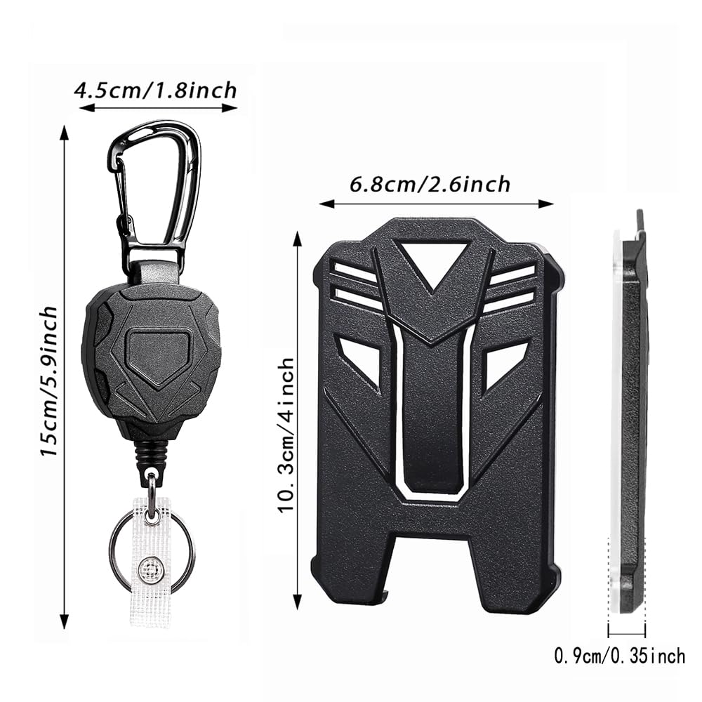 COOKOOKY Heavy Duty Retractable Badge Holder with Carabiner & Lanyard | Tactical ID Card Holder, Badge Reel Clip, Keychain - Image 3