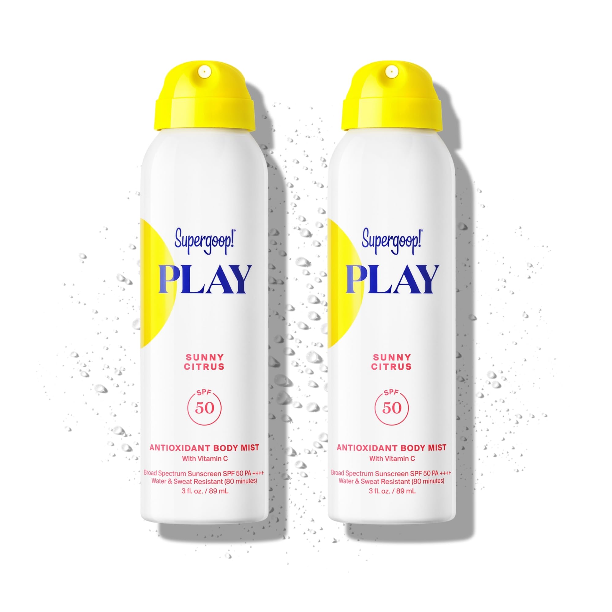 Supergoop! PLAY SPF 50 Antioxidant Body Mist 2 x 88.7 ml (3 fl oz) | USA-Import Sunscreen Spray, Vitamin C Enriched, Broad Spectrum