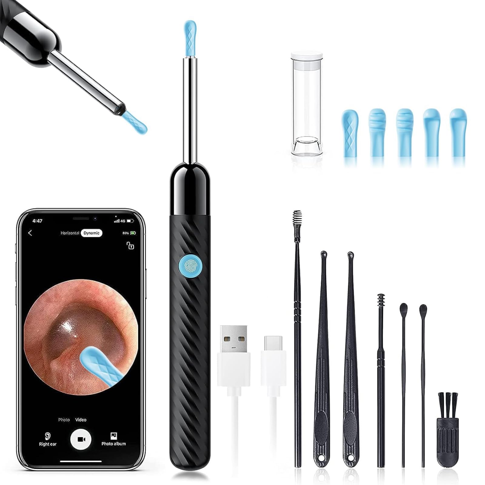 LEIPUT Ear Wax Removal Tool with 1080P HD Camera & 8 Pcs Ear Set | FSA HSA Eligible Ear Cleaning Kit