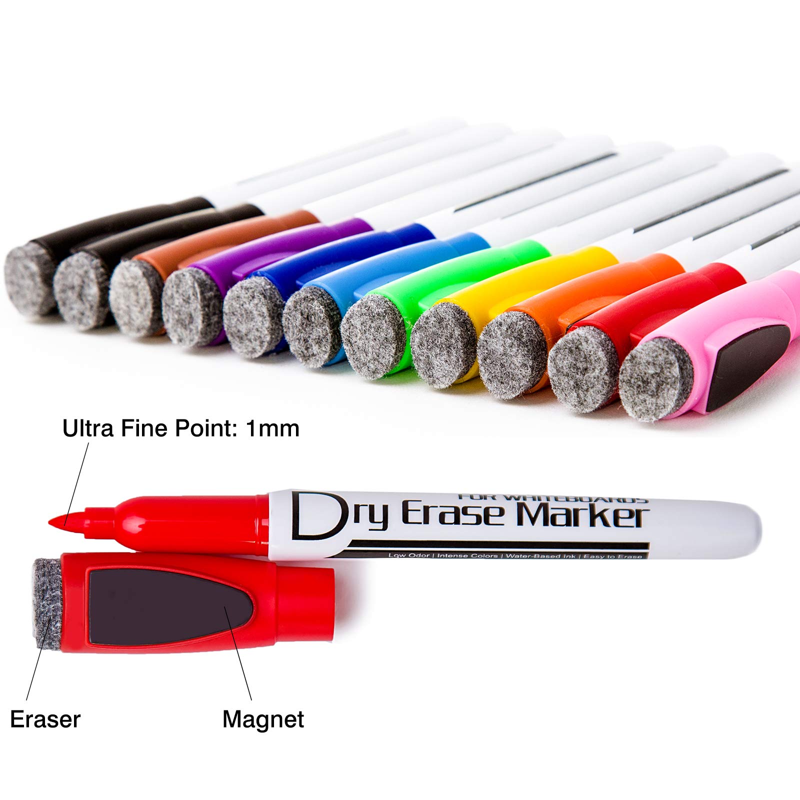 Volcanics Dry Erase Markers 10 Colors (Pack of 12) | Smear-Proof Ink for Whiteboards - Image 6
