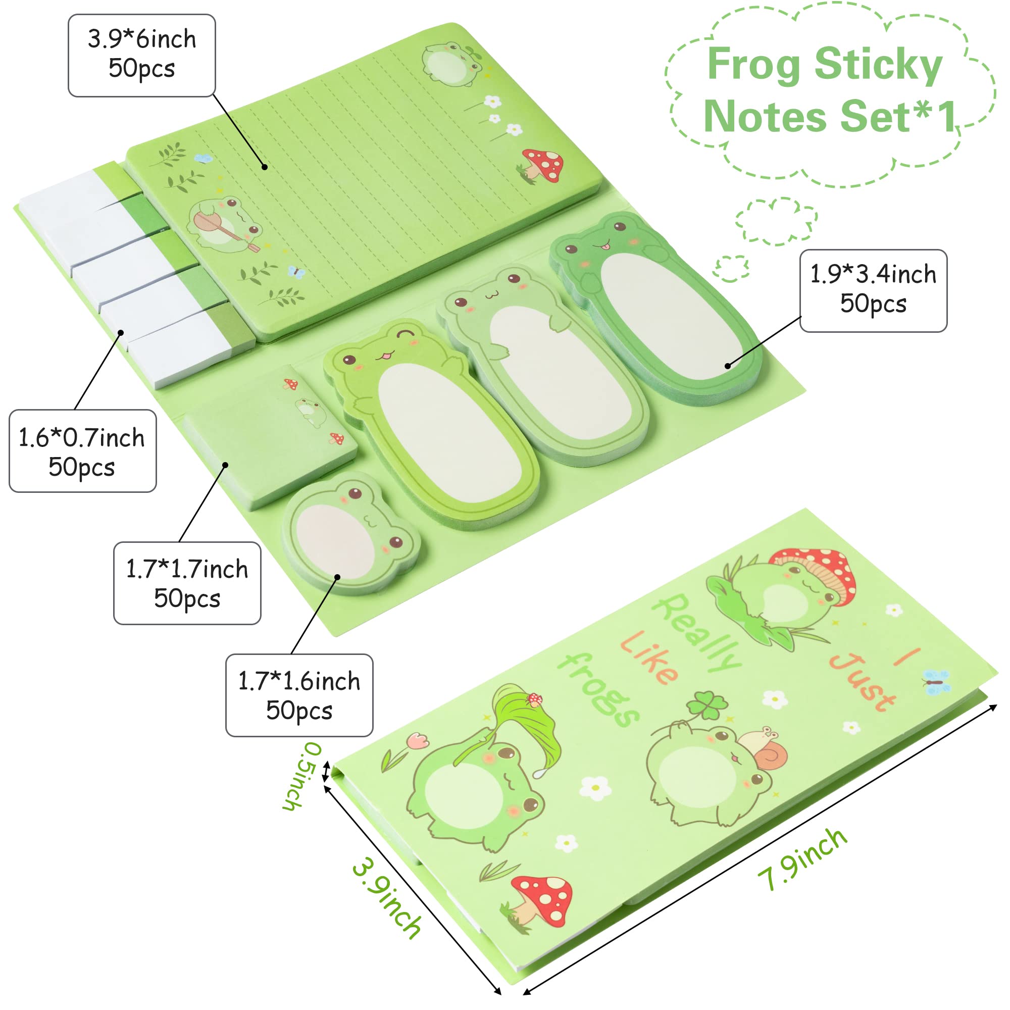 Xqumoi Frog Sticky Notes Set 946ml (32oz) | Cute Cartoon Memo Pads for Daily Reminders - Image 2