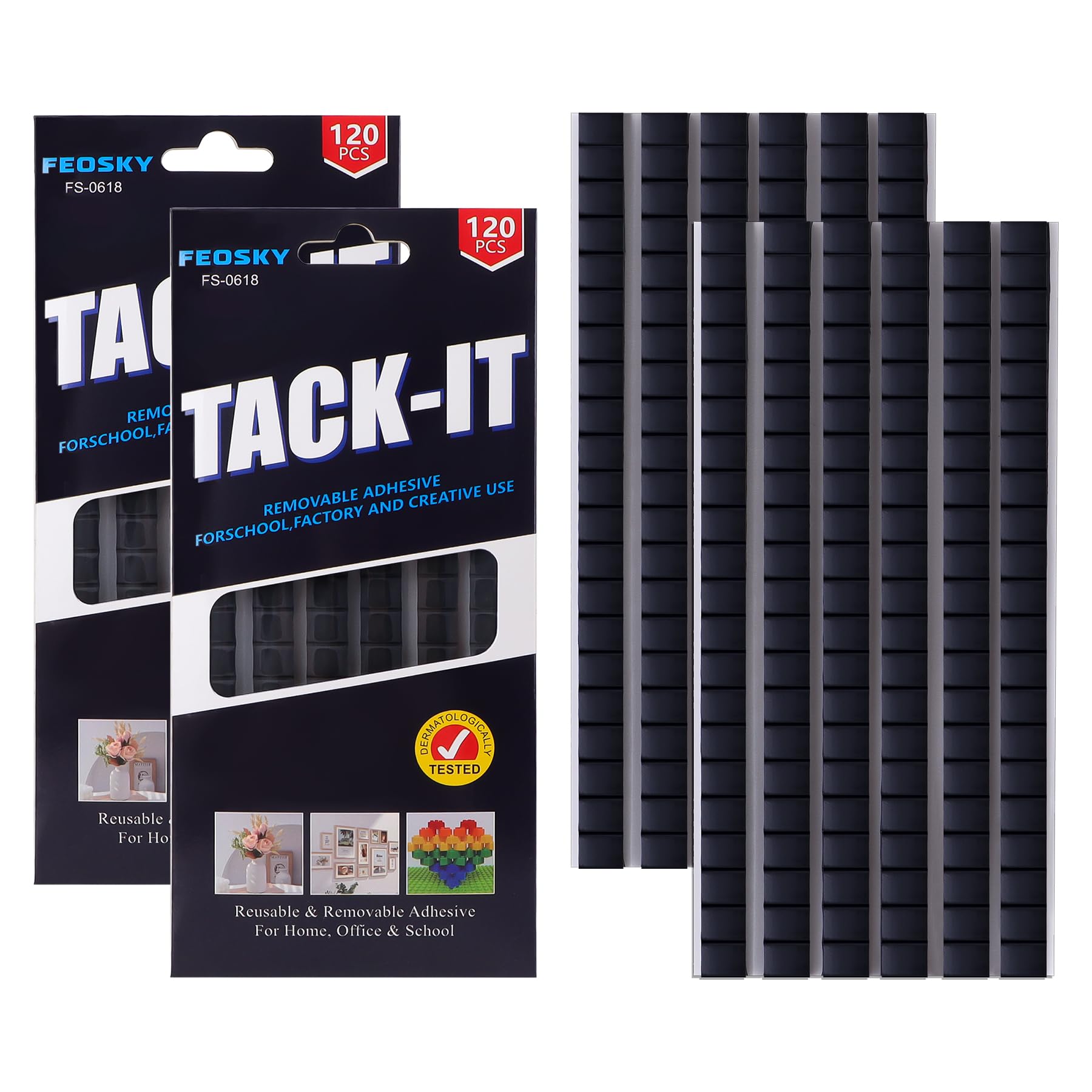Feosky Adhesive Poster Putty 240 Pieces (Black) | Damage-Free Wall Mounting