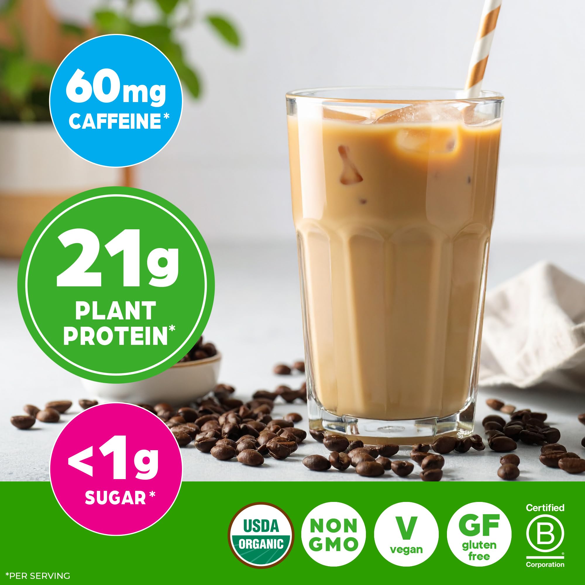 Orgain Organic Vegan Protein Powder, Iced Coffee 919 g (2.03 lb) | Plant Protein Isolate, 21g Protein, 60mg Caffeine - Image 6