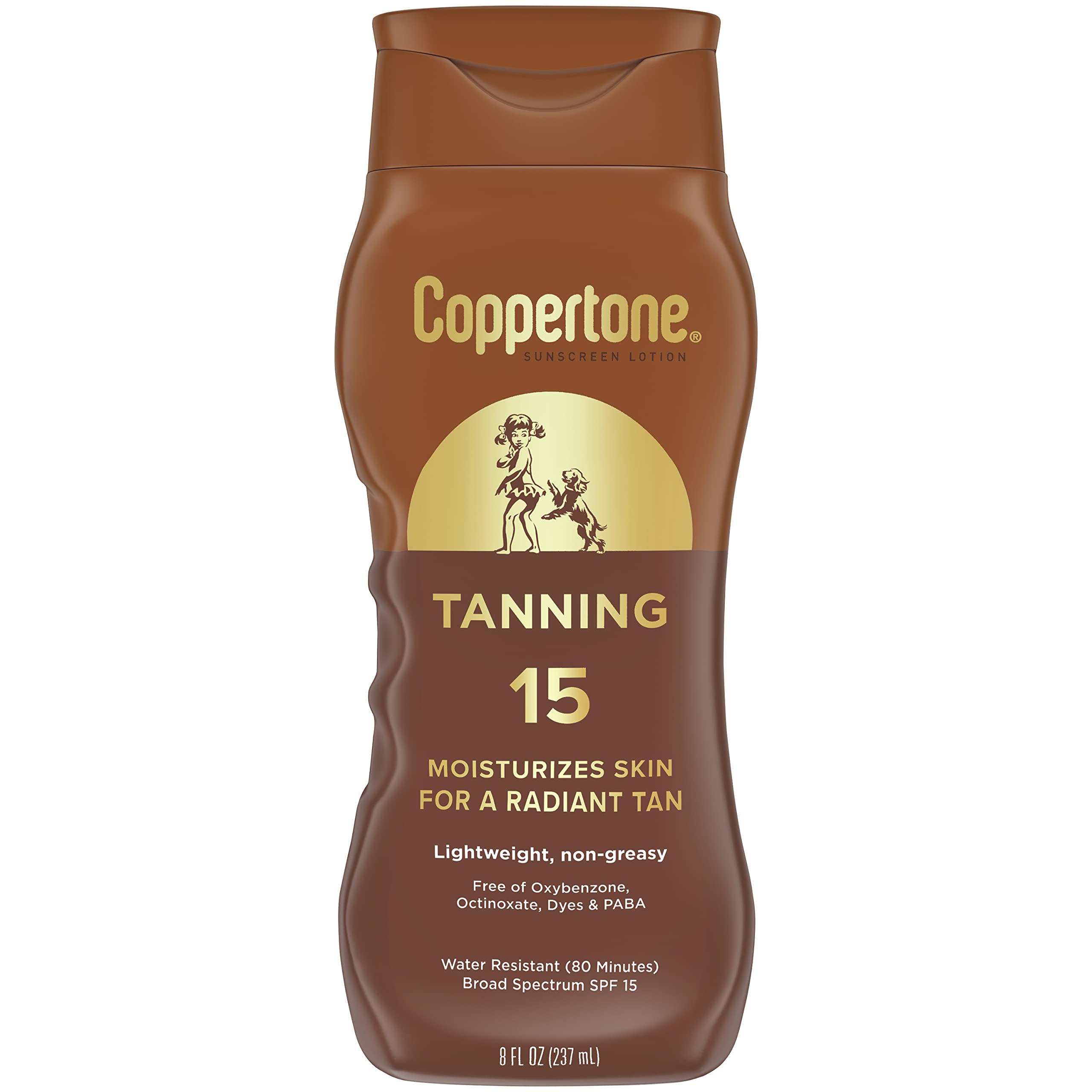 Coppertone Tanning Sunscreen Lotion SPF 15 237 ml (8 oz) | Moisturizing, Water Resistant, Oxybenzone Free