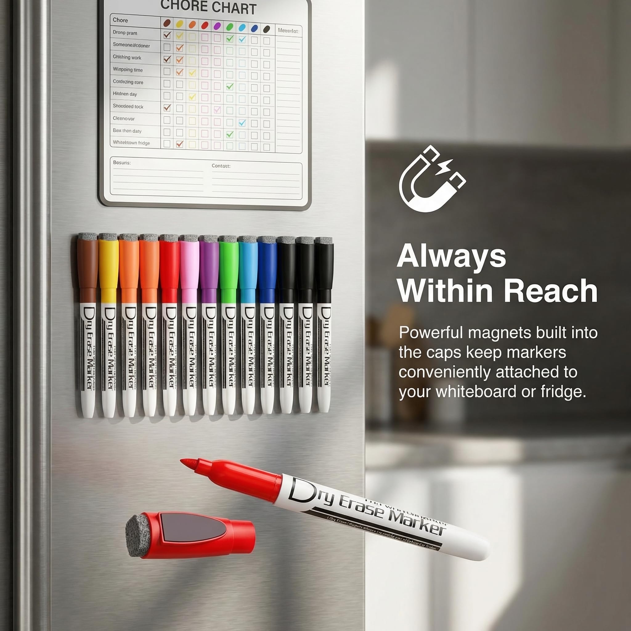 Volcanics Dry Erase Markers 10 Colors (Pack of 12) | Smear-Proof Ink for Whiteboards - Image 3