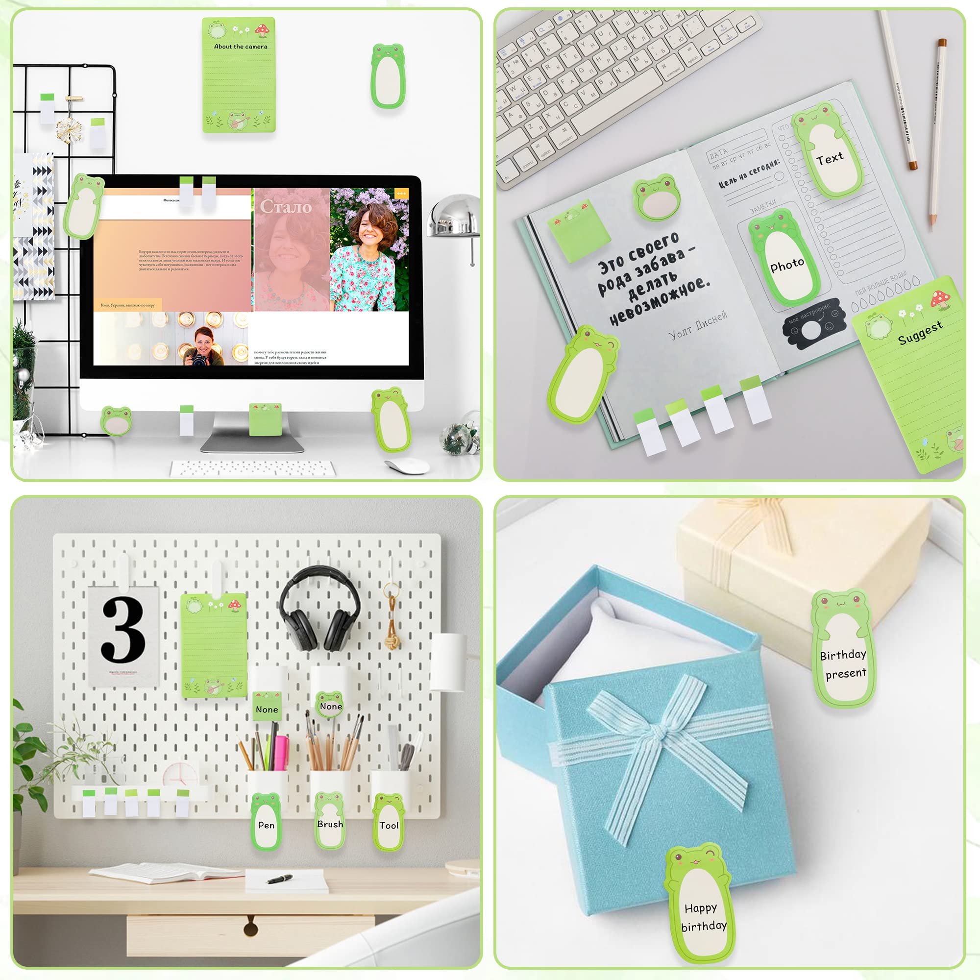 Xqumoi Frog Sticky Notes Set 946ml (32oz) | Cute Cartoon Memo Pads for Daily Reminders - Image 4