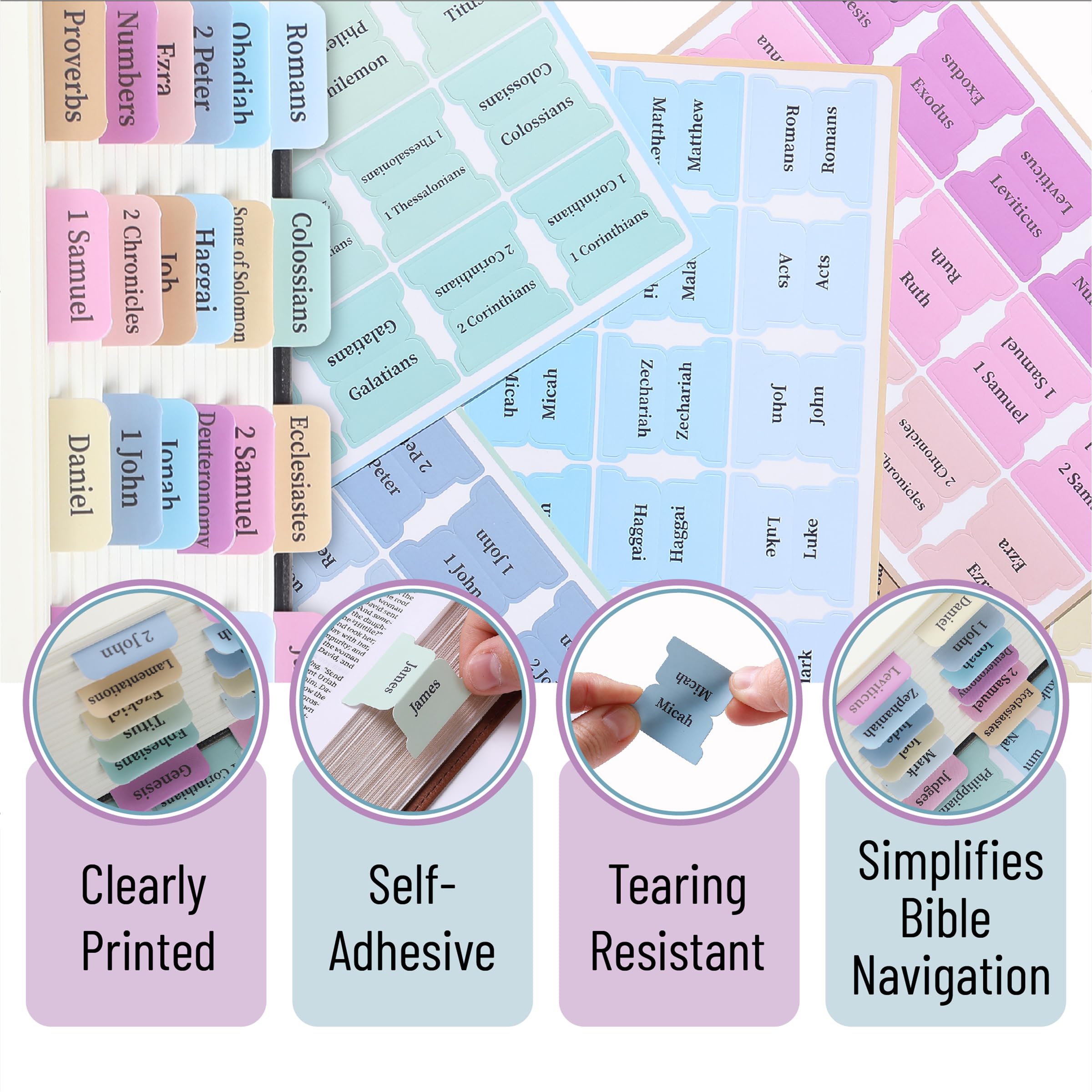Mr. Pen Pastel Bible Tabs 75 Tabs | Laminated Bible Index Tabs for Study Bible, Women & Men - Image 5