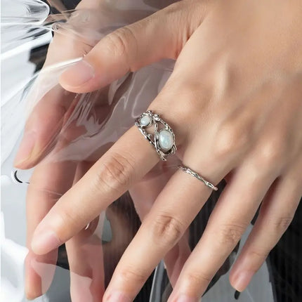 Maxbell Style Opal Ring: Elegant, Non-Fading, Open Trendy Women's Ring