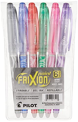 Buy Pilot, FriXion Point Erasable & Refillable Gel Ink Pens, Extra Fine Point 0.5 mm, Pack of 6, Assorted Colors in India India