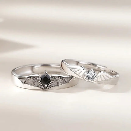 Maxbell Angel Matching Promise Rings for Couples Adjustable Rings Set