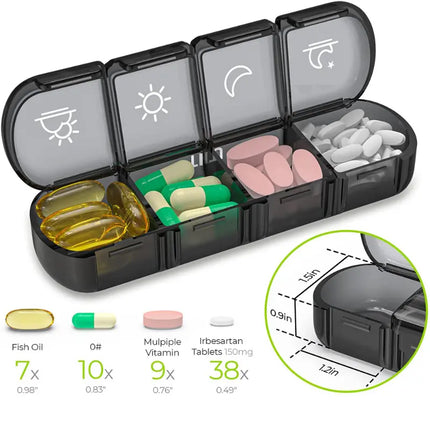 Maxbell 7-Day Medication Organizer Portable Pill Case for Streamlined Medication Management