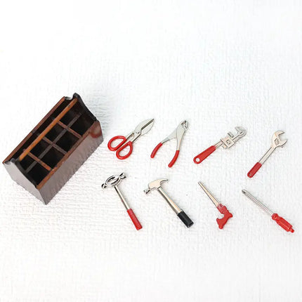 Mini Toolbox Metal Alloy Tool Set, 1:12 Miniature Toy Set