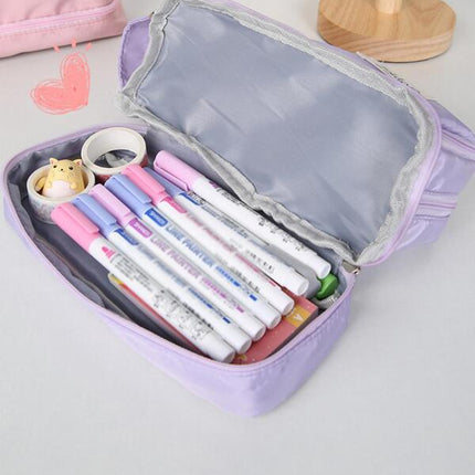  Large Capacity Cute Pencil Case Pouch with 4 Slots with Zipper Pouch 