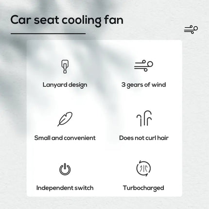 Stay Cool on-the-go with 1pc Portable USB Car Seat Fan - 3 Speeds
