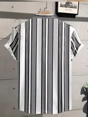 Stylish Men's Casual Vertical Striped Graphic Shirt - Comfortable Plus Size Men's Clothing with Buttons"