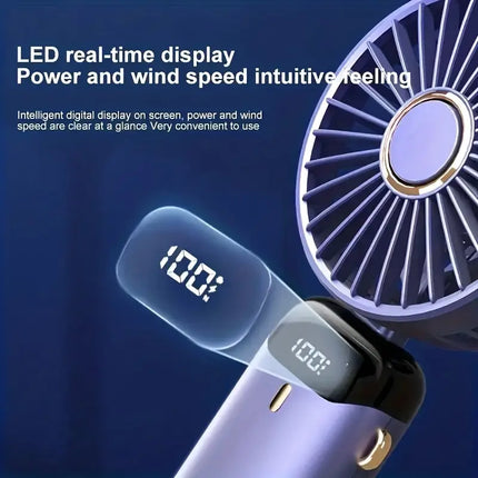 mini rechargeable folding fan with LED Display 