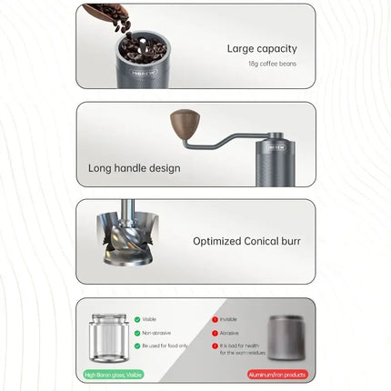 Premium HiBREW Manual Coffee Grinder: Portable Aluminium Hand Mill with Visual Display