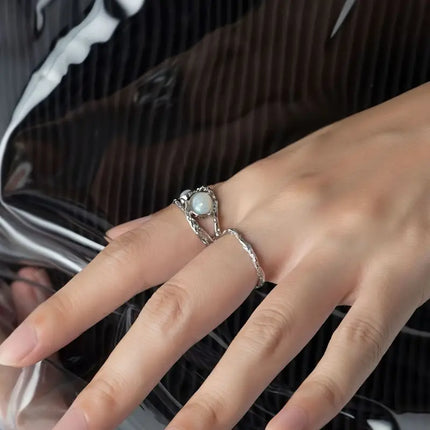 Maxbell Style Opal Ring: Elegant, Non-Fading, Open Trendy Women's Ring