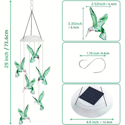 wind chime for home::wind chimes for balcony::Bird Wind Chime::solar hummingbird wind chime