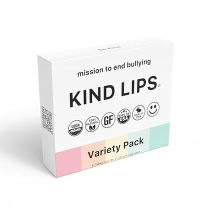Kind Lips Lip Balm - Nourishing & Moisturizing Lip Care for Dry Lips Made from Shea Butter, Beeswax with Vitamin E |Variety Flavor | 0.15 Ounce (Pack of 5)