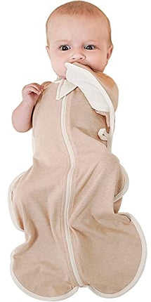 CCOCCOZAM Swaddle, 100% Organic Cotton, Beige, Large, 6-12 Months, 19-26lbs, Transition Baby Sleep Sack, Dramatically Better Sleep